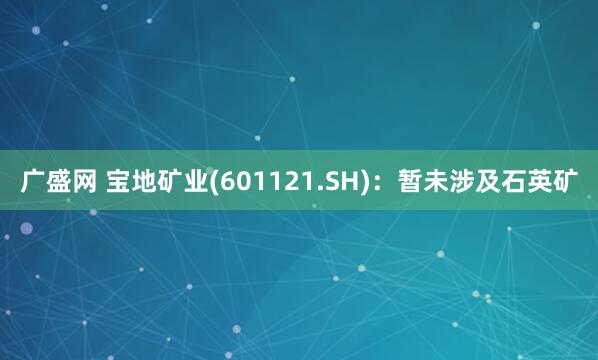 广盛网 宝地矿业(601121.SH)：暂未涉及石英矿